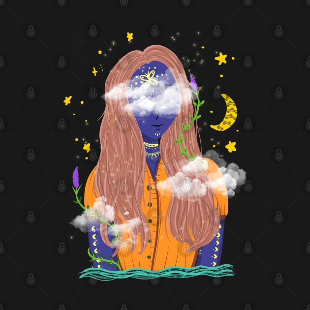 Magical Lady In The Night Sky by Lizzamour