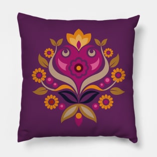 Norwegian Rosemaling Purple Folk Art ornament Pillow