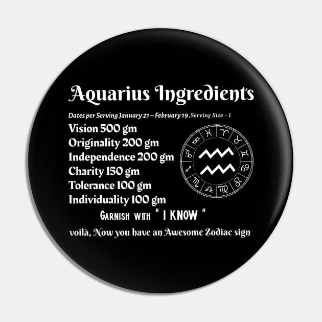 Aquarius Ingredients Pin by Ink by Evanliy