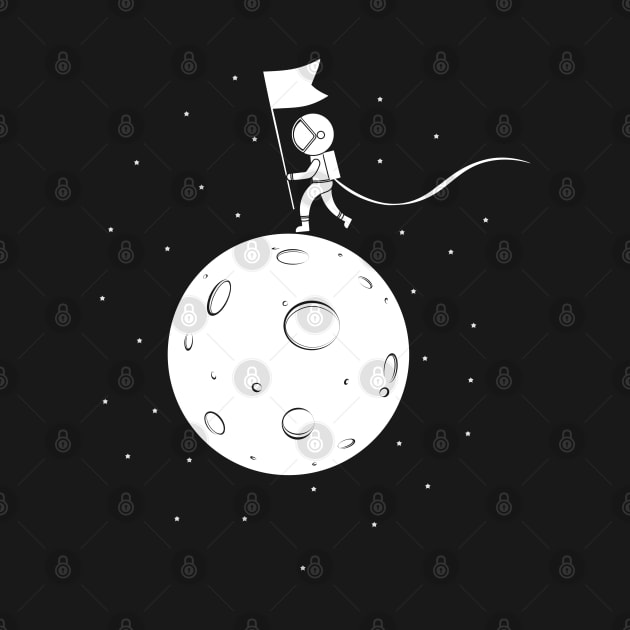 Black and White Moon Landing - White by RedRubi