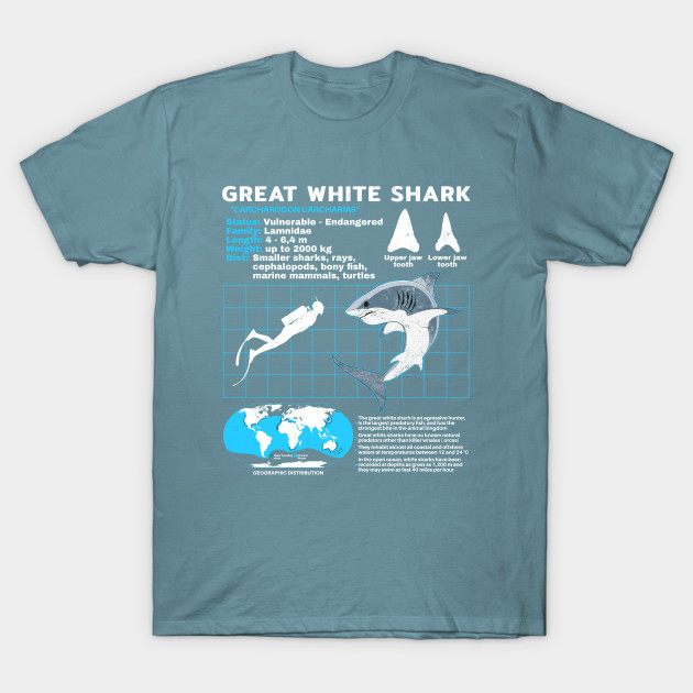 Great White Shark Fact Sheet Great White Shark Fact Sheet T Shirt