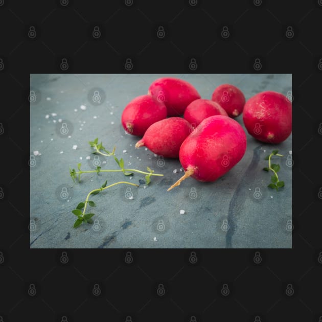 Fresh radishes on vintage background by AnaMOMarques