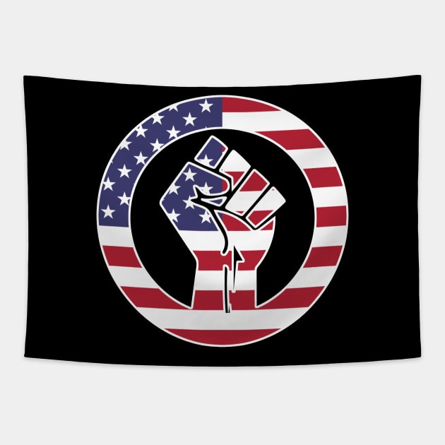 Black Lives Matter Fist Circled Flag America USA Tapestry by aaallsmiles