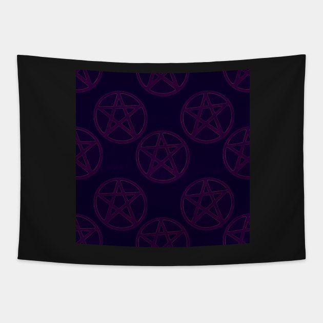 Purple and Hot Pink Stone Pentagrams Tapestry by stickypixie