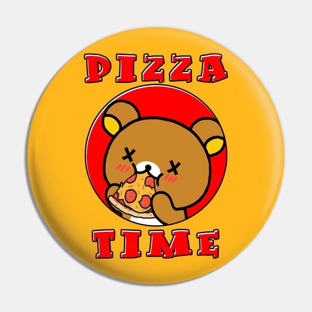 Relaxed Bear Pizza Time Pin by lilmousepunk