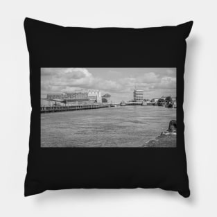 View down the river towards Great Yarmouth, Norfolk Pillow