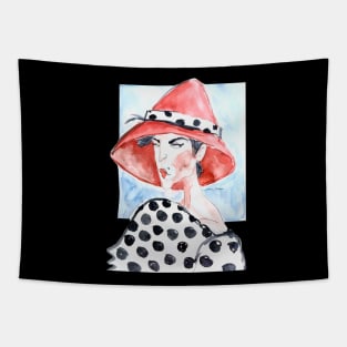 Woman In red hat Tapestry