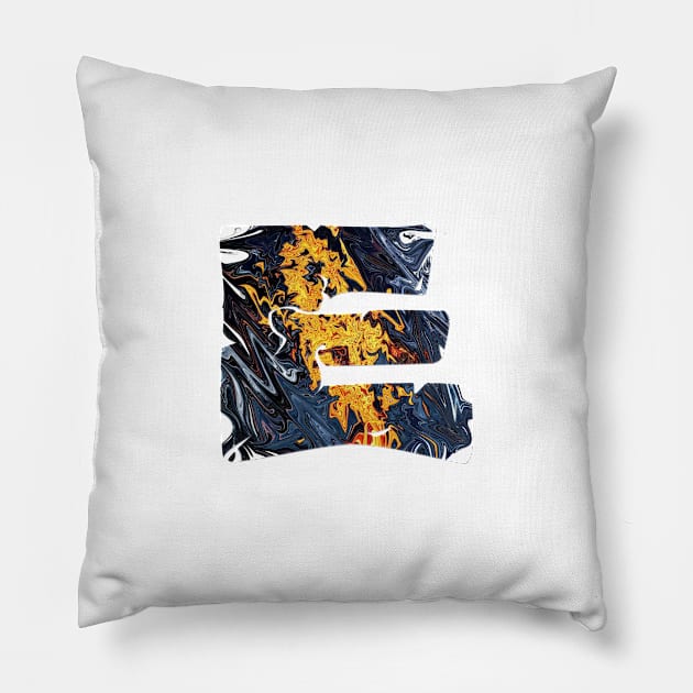 E - FONT - FIRE BLUE Pillow by Ginta Art Abstract 