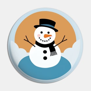 Cute little snowman wearing a top hat and scarf Pin