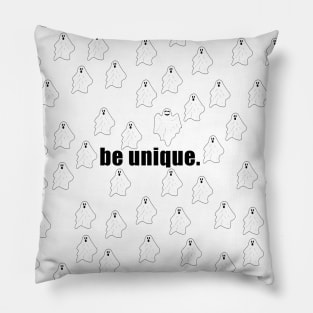 Hand drawn cute ghosts with sign be unique Pillow