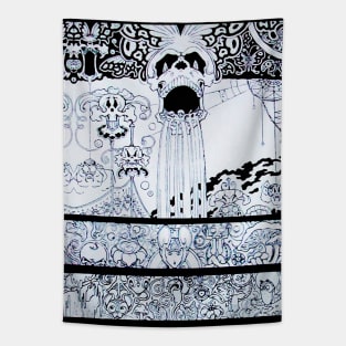 BLACK WHITE SKULL,BUTTERFLIES OWLS,FANTASTIC CREATURES Psychedelic Fantasy Tapestry