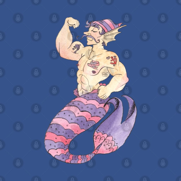 MerMay Sailor Merman with Tattoos Watercolor by SimplyKitt