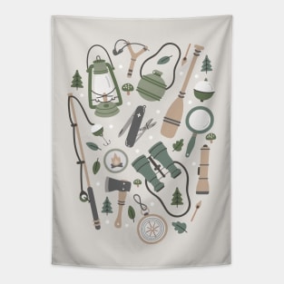 Camping Earth Tones Tapestry