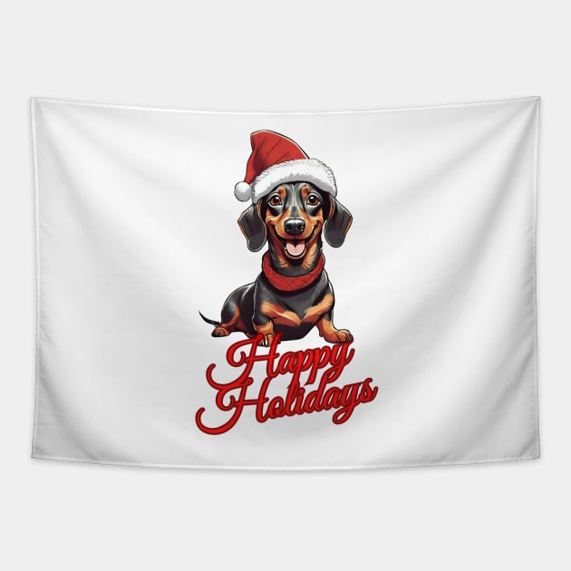 Happy Holidays Happy Dachshund Tapestry by 617406