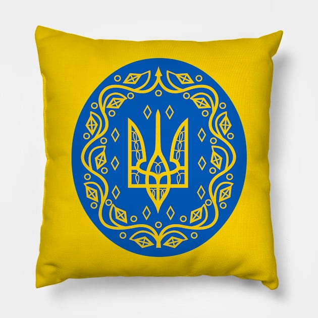 Ukraine Kyiv Flag - Ukraine Trident - Coat of Arm - Ukraine Flag Pillow by The lantern girl