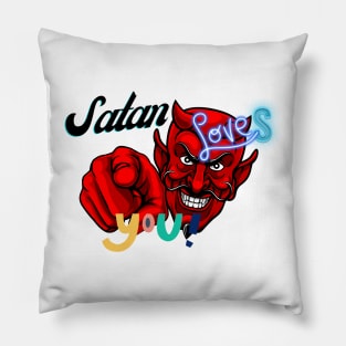 Satan LOVES YOU 80's and 90's Pillow