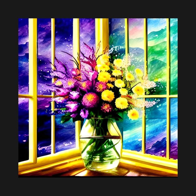 Flowers in the Corner Window by ArtistsQuest