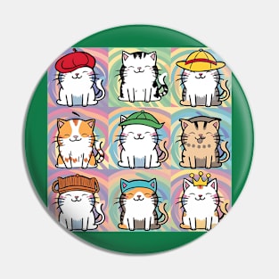 Funny Cats and Hats Pin