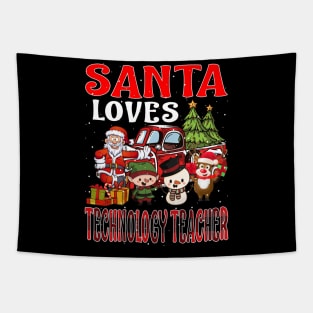 Santa Loves Technology Teacher Tapestry