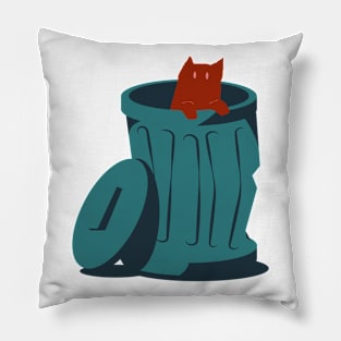 cat in trash Pillow