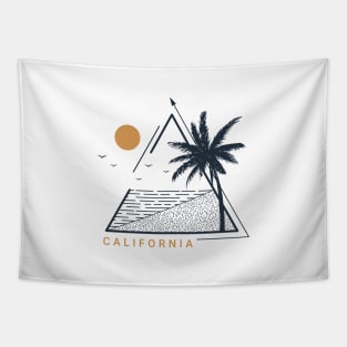 Beach, Ocean, Palms, Sun, Summer. California. Geometric Style Tapestry