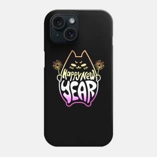 Happy New Year Cat Celebration #3 Pastel Yellow Pink Phone Case