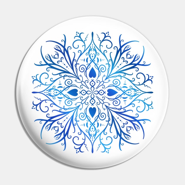 Blue Four Sided Mandala Pin by Naturascopia