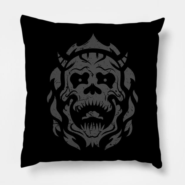 Demon Skull - Grunge Pillow by demonigote