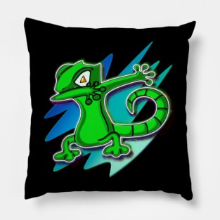 Dabbing Gecko Jack O Lantern Eyes Halloween Trick Or Treat Graphic Illustration Novelty Pillow