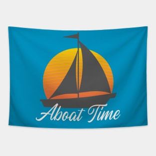 Aboat Time Sunset Boat Tapestry