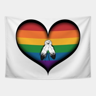 Large Vector Heart in Two Spirit Pride Flag Tapestry