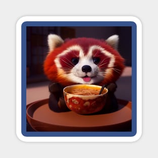 Kawaii Red Panda Eating Ramen Magnet