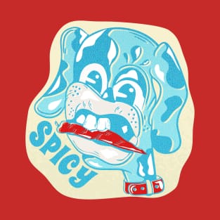 Blue Dog Eating a hot chili pepper T-Shirt