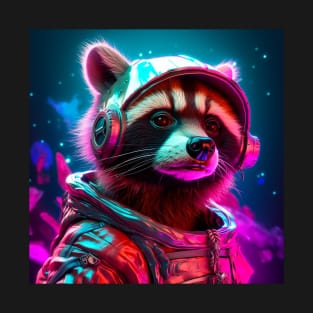 Vaporwave Retrowave Synthwave Racoon - Astronaut - Rabbit - Space Fantasy Illustration T-Shirt