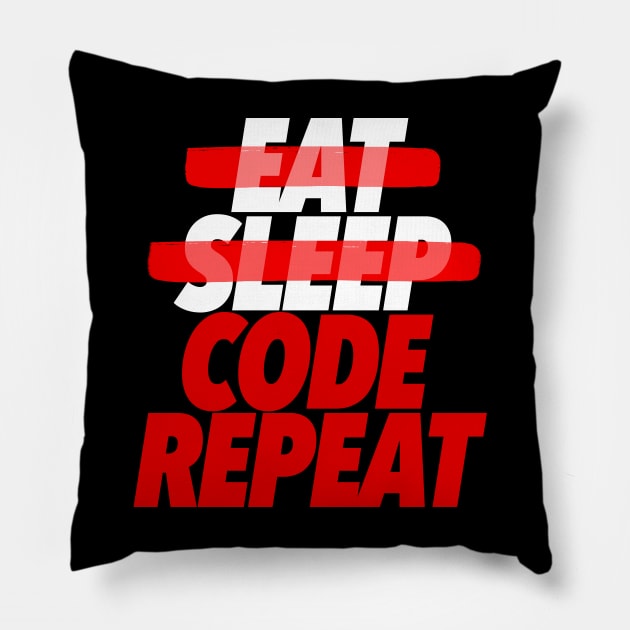 Eat Sleep Code Repeat - Computer Programmer CLI Pillow by DankFutura