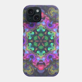 Psychedelic Hippie Flower Green Pink and Purple Phone Case