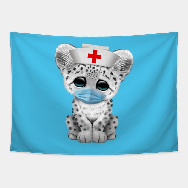 Cute Snow Leopard Cub Nurse Tapestry by jeffbartels