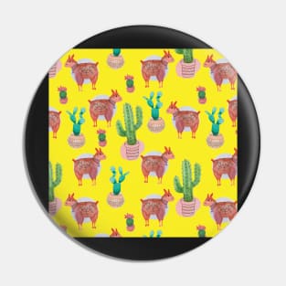 llama cactus yellow Pin