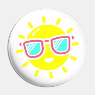 Happy Sunshine Smiling Sun with Sunglasses Pin