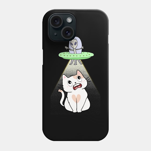 Funny white cat is being abducted by aliens Phone Case by Pet Station