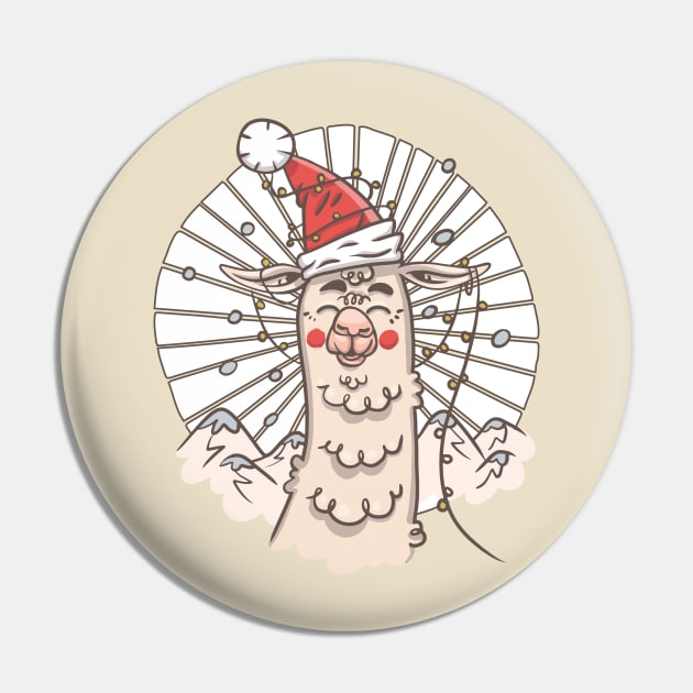 Santa Llama Pin by Safdesignx