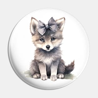 Gray Wolf Wearing Bow Pin