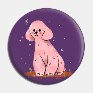 Poodle Painting Hand Drawn Pin