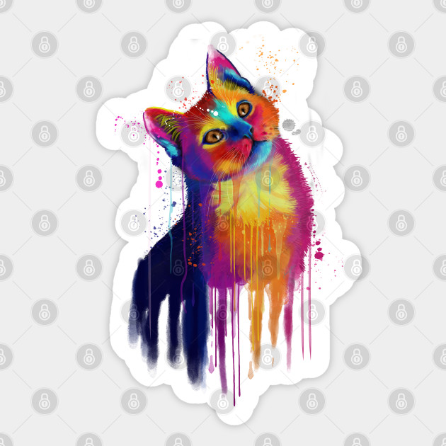 Rainbow Kitty Painting Rainbow Kitty Painting Sticker Teepublic