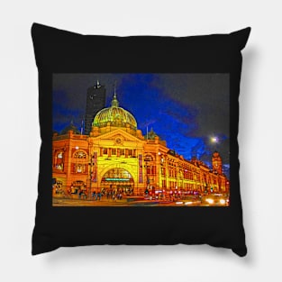 Flinders Street Station, Melbourne, Australia Pillow