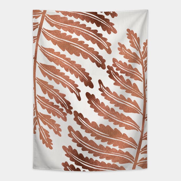 fern leaf rose gold Tapestry by CatCoq