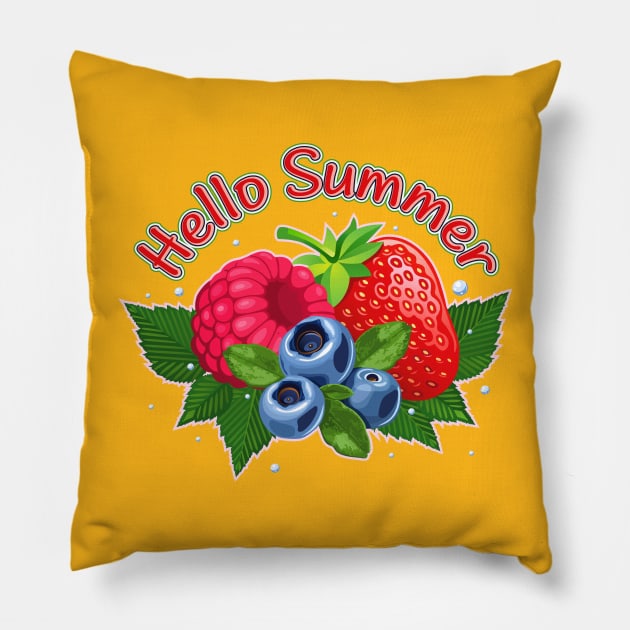 Hello Summer Pillow by Frenzy Fox