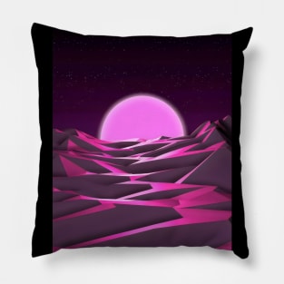 Vaporwave mountain sunset Pillow