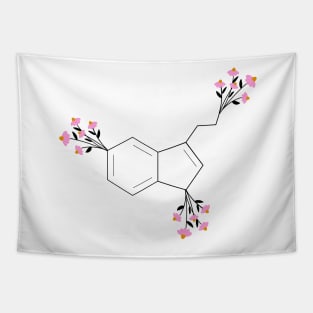 Pink - serotonin molecule chemistry organic florals Tapestry