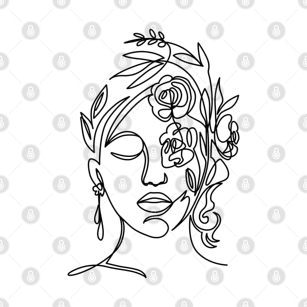 Female Face Line Art Drawing by pmuirart